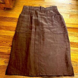 Flax 100%Lithuania linen brown skirt.Medium.Stretch Waist.Roomy.BundleWithJacket